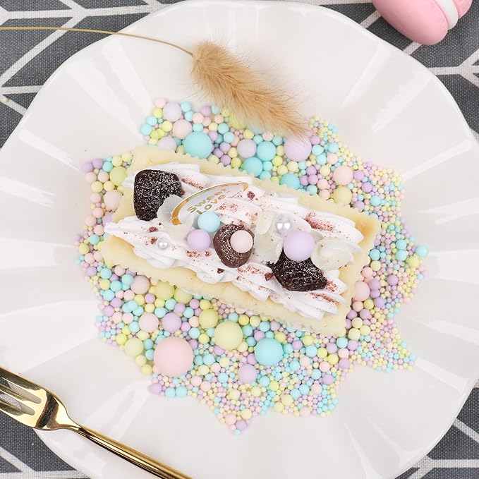 Pastel Sprinkles for Cake Decorating, 130g/4.6oz Edible Macaron Pearl Sprinkles Mix, Sugar Candy Pearls for Baking, Cookie Decorations and Cupcake Toppings, Wedding Party Easter Supplies