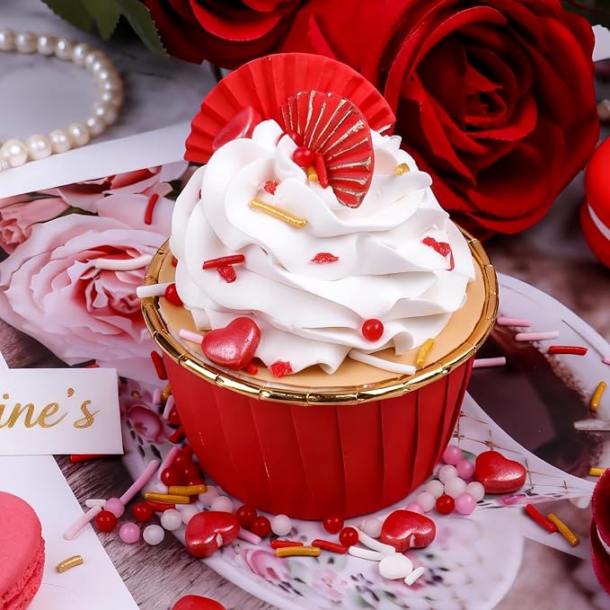 Valentines Sprinkles Edible Heart Sprinkles, 4.6oz Red Pink Sprinkles Mix Pearl Jimmies for Baking Cupcakes Cookies Dessert