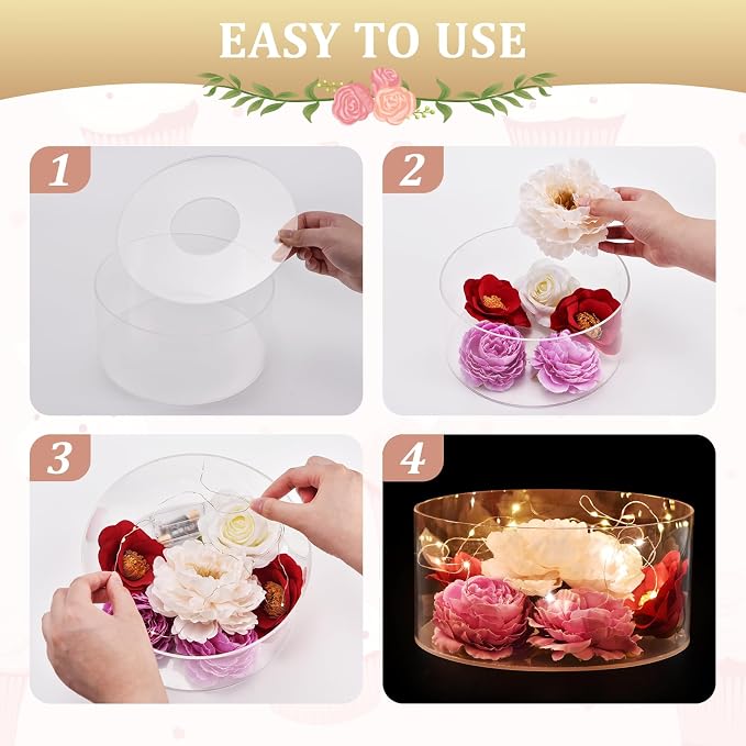 3Pcs Acrylic Cake Display Stand 6'' 8'' 10'' Round 3 Tier Clear Cylinder Cake Box for Wedding Birthday Party Decor(6 / 8 / 10 Inch)