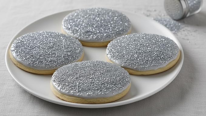 NCS Metallic Silver Coarse Sanding Sugar, Sparkling Decorating Sugar for Baking & Drink Rims, 7 oz
