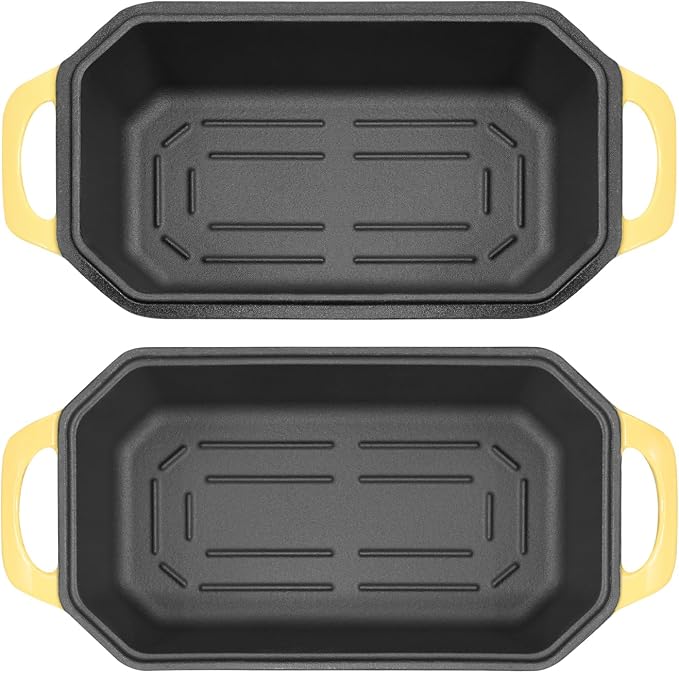 Flavehc Bread Pan Cast Iron Loaf Pan with Lid Bread Loaf Pan 8.5x4.5 Inch Loaf Pan Enameled Cast Iron Sourdough Loaf Pan, Yellow
