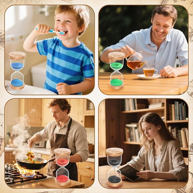 5 Minute Sand Timer, Wooden Hourglass Sand Clock, Small Wood Red 5 Min Hour Glass, 5 Minutes Sandglass for Brushing Teeth, Reloj De Arena Classroom, Game, Kitchen, Home, Office