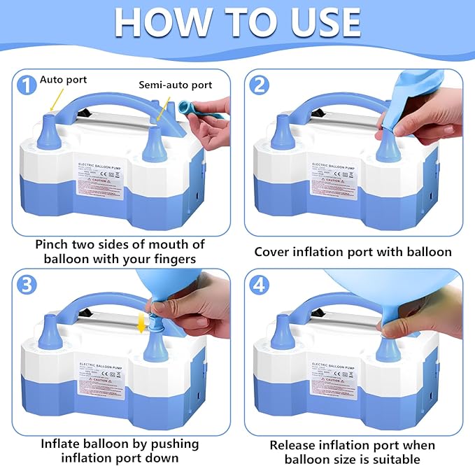 Balloon Pump Electric Party Decorations - Electric Balloon Pump for Balloon Arch Kit, Portable Dual Nozzle Balloon Inflator