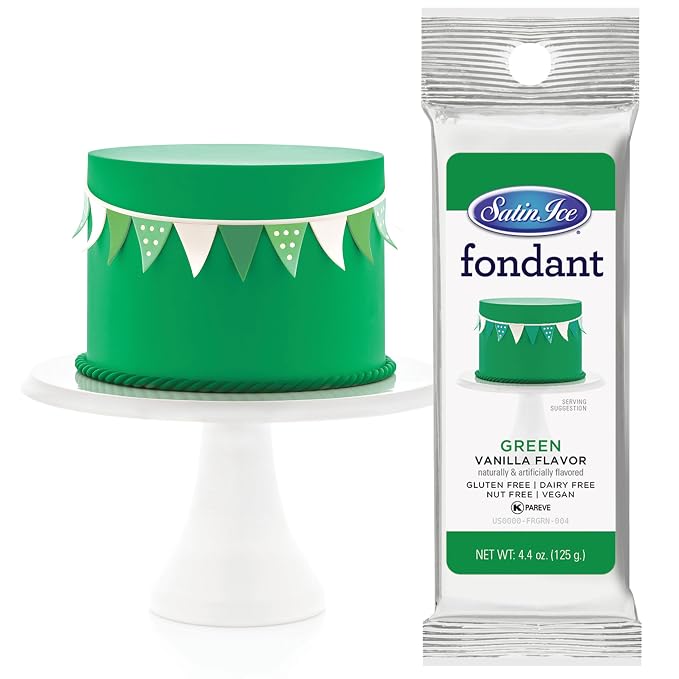 Satin Ice Fondant for Cake Decorating, Green (4.4 Ounce)