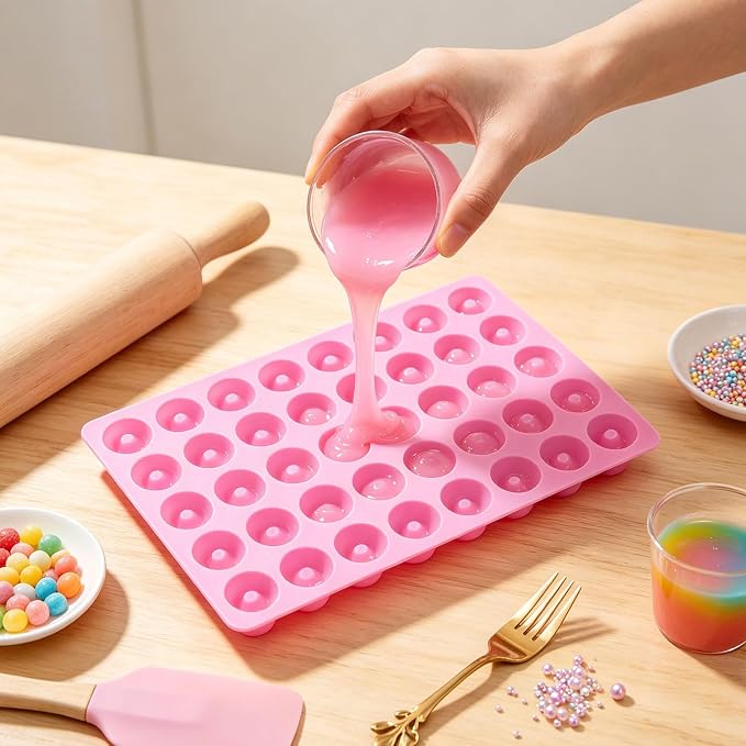 Donut Silicone Gummy Mold Mini Donut Ring Chocolate Candy Molds Pink