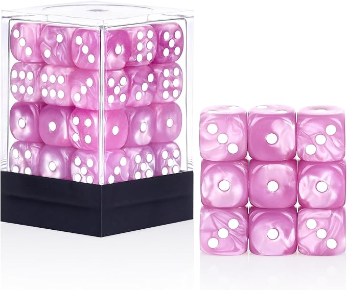 36 of Pack 12MM 6 Sided MINI Dice Set,Pearl Pattern Game Dice Set, 6 Sided Standard Dices for Yahtzee, Bunco or Teaching Math,with Portable Plastic Box(Light Purple Pearl)