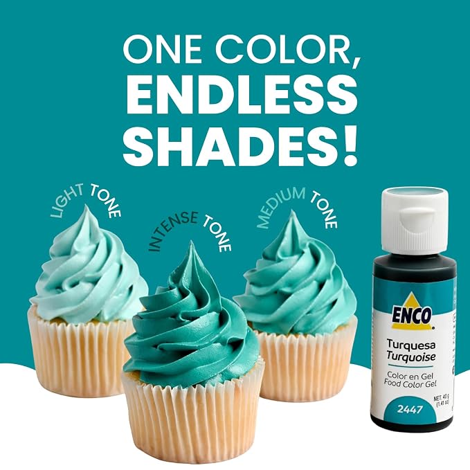 ENCO Food Coloring Gel Turquoise 1.41 oz (40g) Concentrated, Vegan
