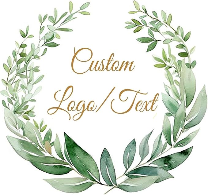 Custom Stickers for Weddings, Birthdays & Businesses - Personalized Labels with Your Logo - Waterproof, Fade and Heat Resistant - Pack of 100-1000 (Wreath D, 2 Inch)