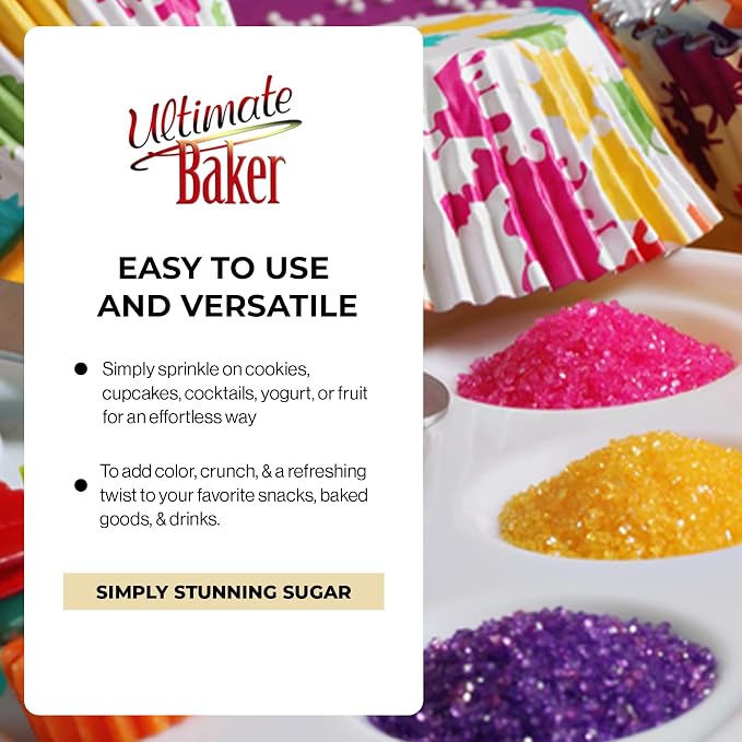 Ultimate Baker Flavored Sanding Sugar (1x4oz) - Burst of Flavor & Color for Cakes, Cookies & More, All-Natural, Perfect for Baking & Decorating or as a Flavored Coffee Sugar (White Chocolate)