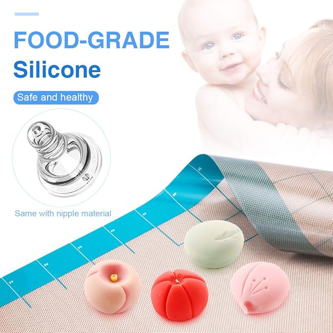 36x24 inch XXL Silicone Baking Mat Extra Large Pastry Fondant Dough Mat Non Stick, Full Stick To Countertop Surface Liner For Rolling Kneading Pie Crust Pizza Cake Bread Cookie Bake Scone Tool