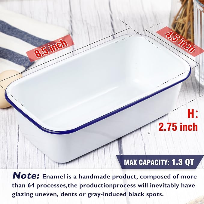 Webake Enamel Loaf Pan 8.5 x 4.5 in Banana Bread Loaf Pan for Baking, Even Heat Distribution, Nonstick Enamelware Meatloaf Pan