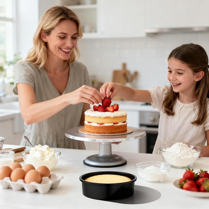 Beasea 8 Inch Cake Pan Set of 3, Nonstick Carbon Steel Round Cheesecake Pans, Heavy Duty Cake Mold Tin for Home DIY Dessert Baking