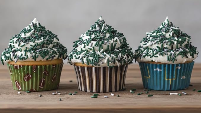 NCS Philadelphia Game Day Dark Green, Silver, Black & White Jimmies Edible Sprinkles – Cupcake, Cake & Cookie Decorations, 7 oz