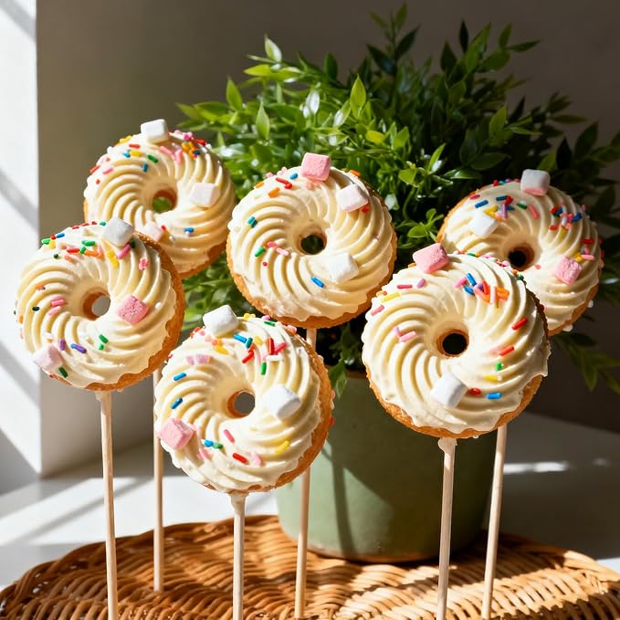 Lyreh Cake Pop Mold with 20 Sticks, Plastic Blue 3D Cake Pop Maker for Weddings Birthdays Cupcake Desserts Ice Cream Candy Chocolate Molds for Home Baking (Donut Shape)