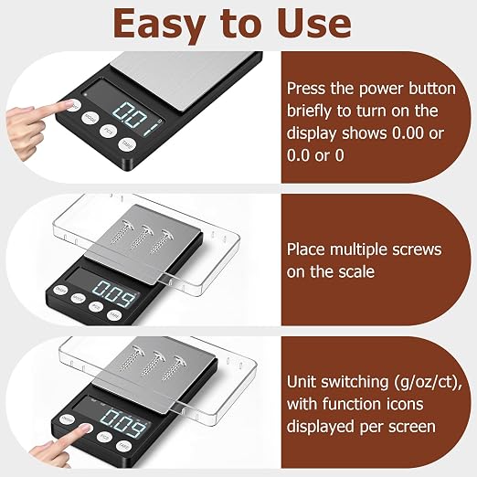 Pocket Digital Gram Scale, 0.01g High Accuracy 500g Mini Jewelry Scale, Portable Coin Counter Scale with g/oz/ct/gn/tl/ozt/DWT, Ideal for Gold, Coin, Jewelry, Coffee Bean & Kitchen Weighing