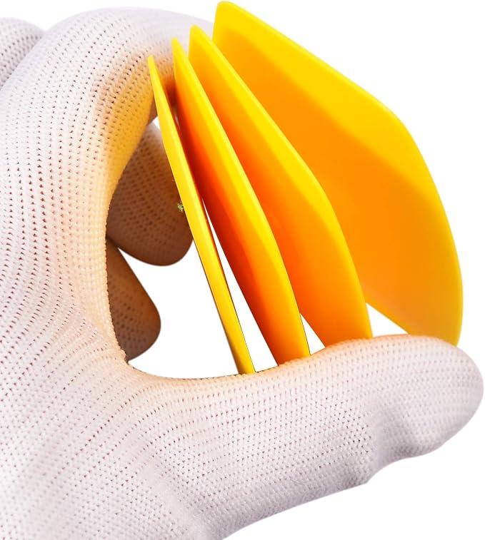 Small Handy Plastic Scraper Hard Sharp Card Round Edge for Home Universal Cleaning Squeegee, Decal Sticker Remover, Pack of 4