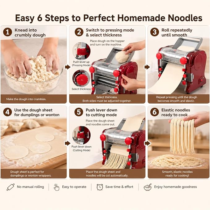 Commercial Pasta Maker – 550W Electric Dough Sheeter Noodle Roller with 3/9mm Blades, Adjustable 0.3-5mm Thickness, for Pasta, Dumplings – Restaurant & Home Use