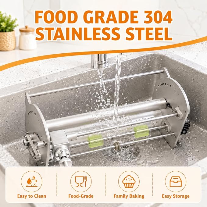 Electric Foldable Dough Sheeter, 51.18"×22.44" Working Surface, Commercial Stainless Steel Dough Roller, 10 Adjustable 2-30mm Thickness Heavy Duty Pasta Machine for Bakery Pizza Croissant Pastry
