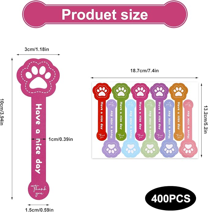 400Pcs Handmade Food Baking Seal Stickers Labels,Black Long Label Bakery Stickers,Self-Adhesive Goods Bakery Sticker Sealing Tamper-Proof Sticker for Pastry Bags Candy Cake(Long Cat Claw)