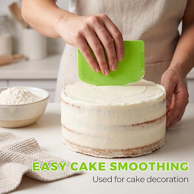 6PCS Dough Scraper Set, Bench Scraper for Baking, Plastic Flexible Bowl Scraper, Bread Dough Cutter for Sourdough, Cake, Fondant Icing, Multipurpose Kitchen Food Scraper
