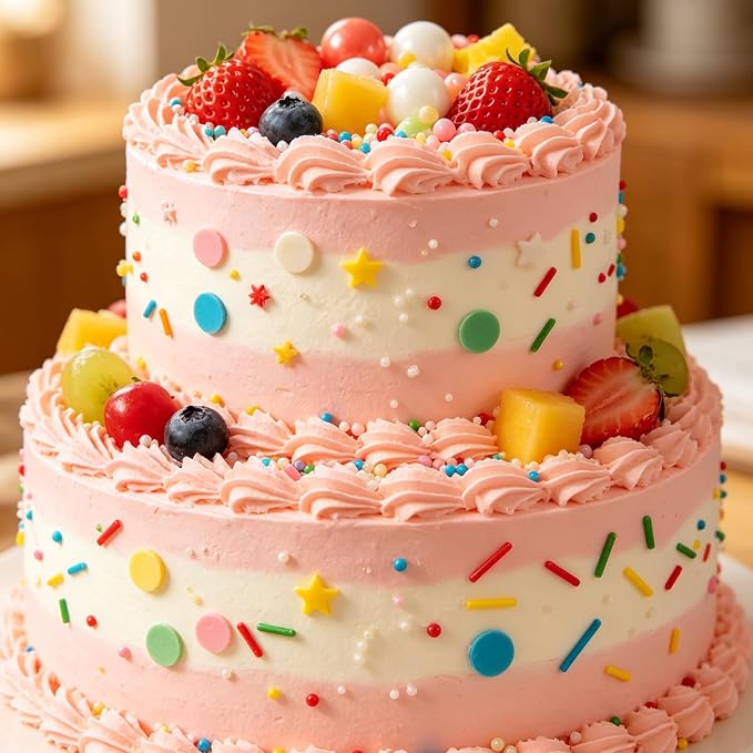 Sentovac Rainbow Sprinkles Pearl 2mm Nonpareils Jimmies Star and Confetti Mix for Cake Decorating Candy Cupcake Cake Topper Cookie Baking Decorations Supplies