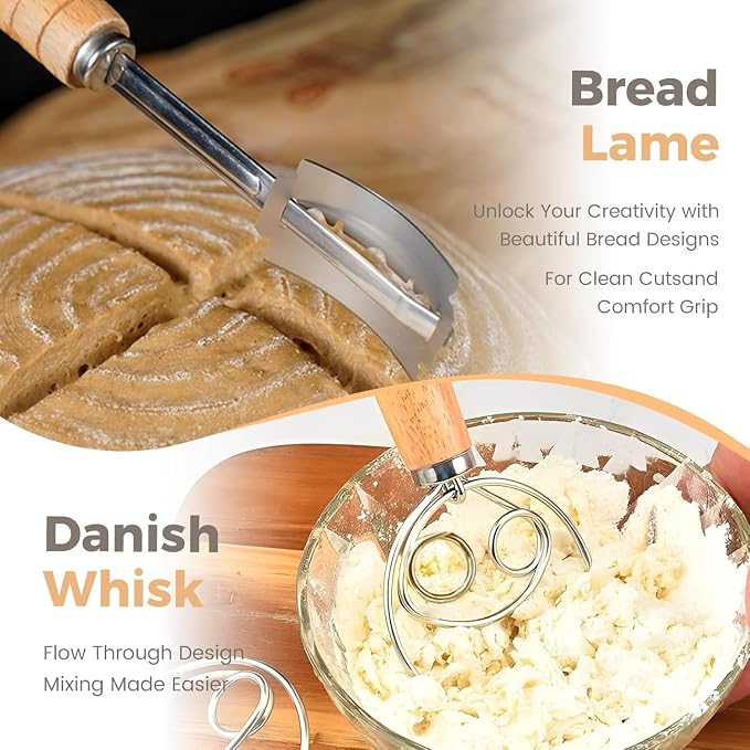DOYOLLA Bread Proofing Baskets 8.5 inch Round Dough Proofing Bowls w/Liners Perfect for Home Sourdough Bakers Baking