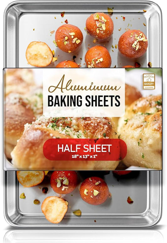 Eatex Aluminum Baking Sheet, Steel Cookie Sheet, 18” x 13” Half Sheet Baking Pan, Warp Resistant Cookie Sheets for Baking Nonstick, Baking Sheets for Oven, Durable BPA-Free Half Sheet Pans for Baking