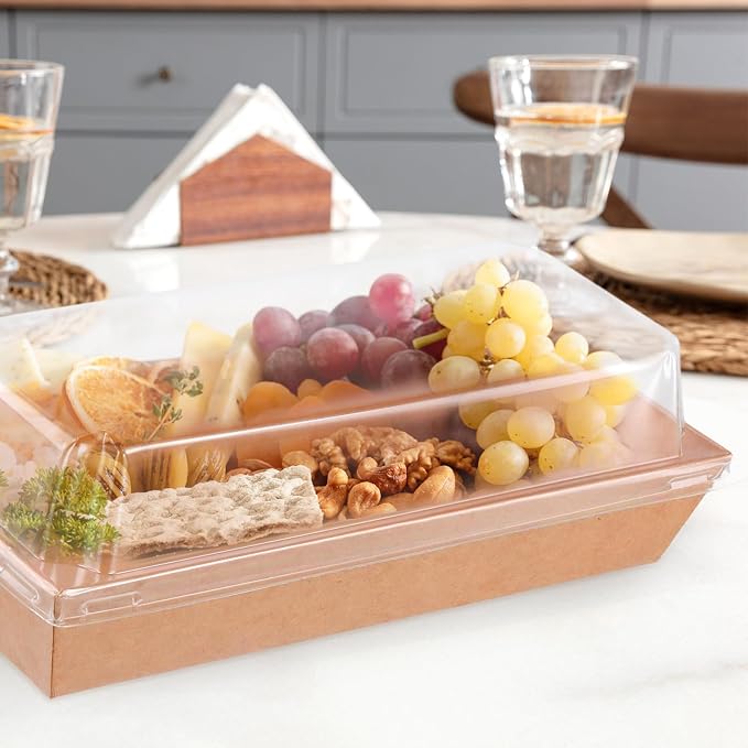 150 Pack 7.5 x3.3 x 2.5 Inch Pale Brown Charcuterie Box, Karft Paper Large Charcuterie Boxes, Disposable Food Containers for Bakery Desserts Cupcakes Salads Strawberries Cookies