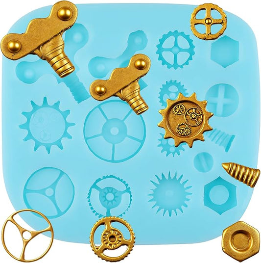 Steampunk Gear Fondant Molds Cogs Silicone Molds for Cake Decorating Cupcake Topper Chocolate Candy Gum Paste Polymer Clay
