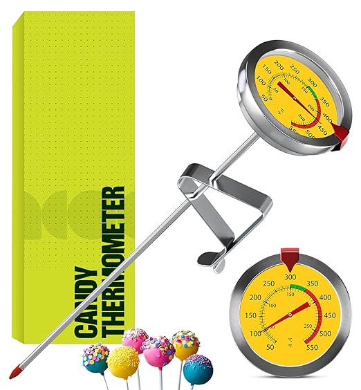 CRAFT911 Candy Thermometer with Pot Clip - Deep Fry Oil Thermometer for Frying and Candle Making (Yellow)