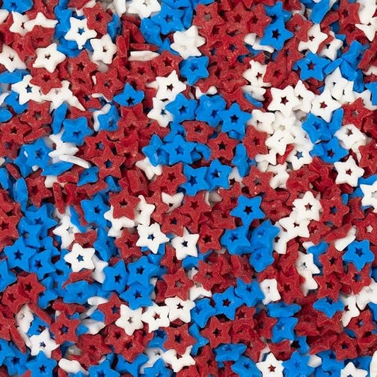 Oasis Supply Patriotic Sprinkle Mix – Red White & Blue Edible 4th of July Cake & Cupcake Decorations with Stars, Jimmies & Sugar Pearls – Independence Day & Memorial Day Party Dessert Toppings (Red, White & Blue Stars)