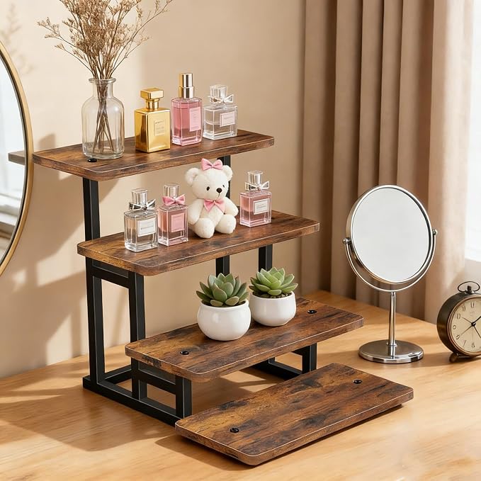 Lily Cupcake Stand for 50 Cupcakes, 2 PACK Wooden Dessert Table Display Set for Wedding Cupcake Tower, Stepped Tiered Tray Stand 4 Tier Risers Display Stands Serving Trays for Party Market Display