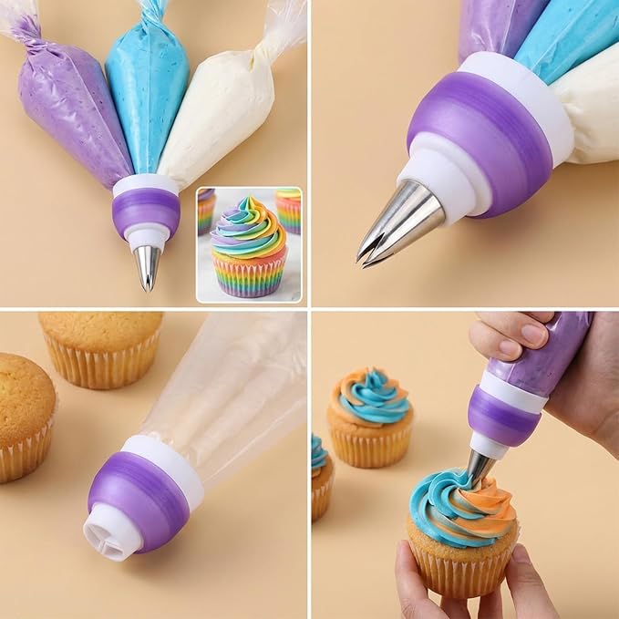 2 Pack Couplers for Piping Bags 3 Color Plastic Piping Couplers Adapter Swirl Twist For Icing Frosting Tips