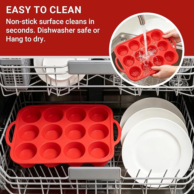 Silicone Mini Muffin Pans for Baking 24 Cup with Steel Frame Non-Stick,2Pack Small Cupcake Pan, BPA Free Food Grade, Easy Release,Dishwasher Oven Freezer Microwave Safe for Muffin Tin Cake Pop Molds