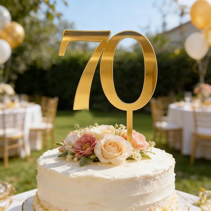 Acrylic Seventy Cake Topper, 70th Birthday Cake Toppers, 70th Anniversary Party Decorations Supplies,Cheers to 70 Years Birthday Party Decorations