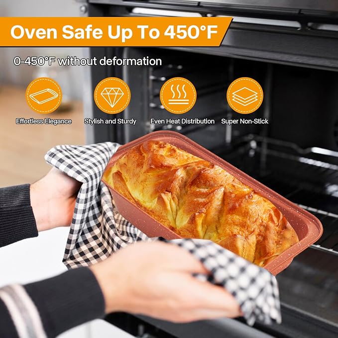 2-Pack Loaf Pan, Nonstick Bread Pans, 10In Banana Bread Pan, Bread Pans for Homemade Bread, Loaf Pan for Family Parties, Beginner Bakers