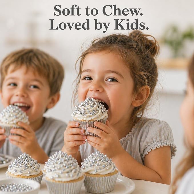 Confect Silver Pearl Christmas Sprinkles for Cakes & Cupcakes Decoration | Assorted Pack of 5 Metallic Shine Sliver Sprinkle Mix Dragees, Jimmies & Sparkling Sugar | Vegan, Gluten-Free, Soy-Free, Dairy-Free, Palm Oil-Free- 5 Oz