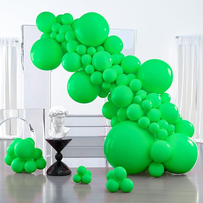 PartyWoo Green Balloons 100 pcs Different Sizes of 36 18 12 10 5 Inch Green Balloon Arch Kit Garland for Birthday Baby Shower Graduation Dinosaur Jungle Golf Football Theme Party Decorations Green-Y24