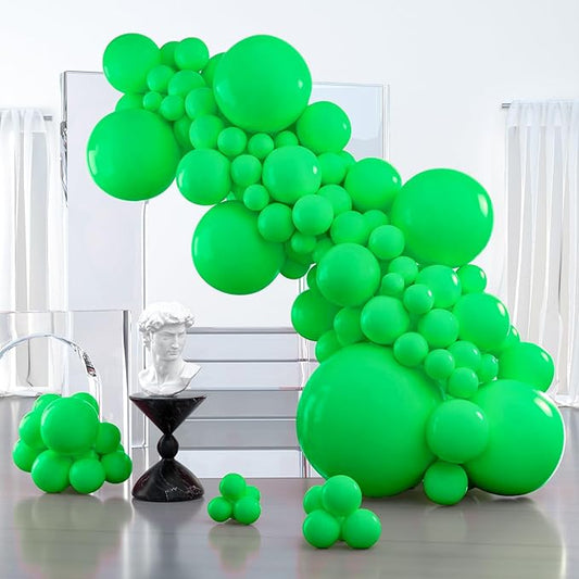 PartyWoo Green Balloons 100 pcs Different Sizes of 36 18 12 10 5 Inch Green Balloon Arch Kit Garland for Birthday Baby Shower Graduation Dinosaur Jungle Golf Football Theme Party Decorations Green-Y24