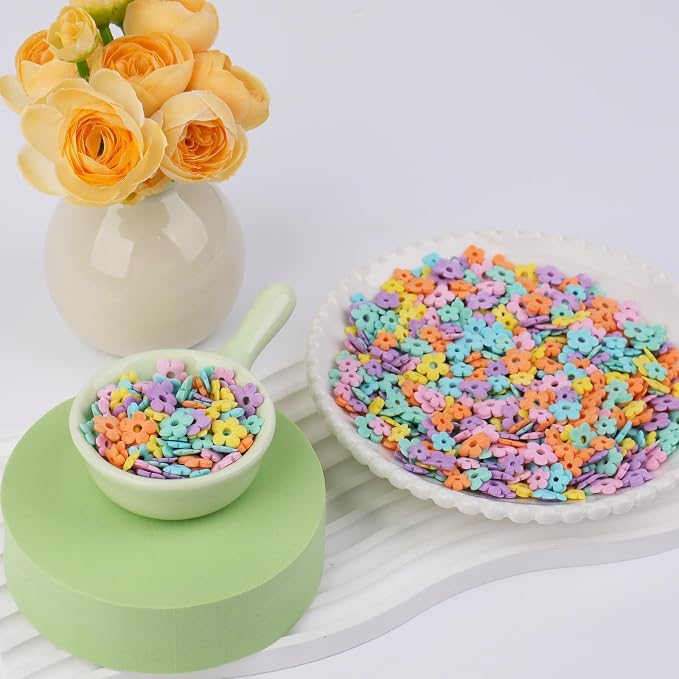 Flower Sprinkles, Spring Sprinkles Edible Flowers for Cake Decorating, Mix Sizes Confetti Baking Sugar for Cupcake, Cookie, Donut Dessert Decoration, Wedding Party Chirstmas Supplies