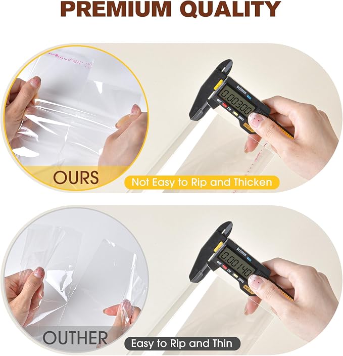 300 Pcs Clear Self Sealing Cellophane Bags, 3x5 Inches Cookie Bags Resealable Cellophane Bag for Packaging Cookies, Candy, Gifts, Favors and Products, 3 Mils Individual Self Adhesive Wrappers