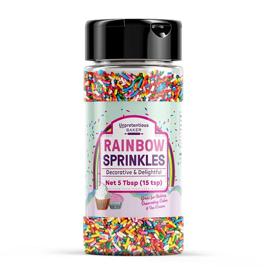 Unpretentious Rainbow Sprinkles Colorful Jimmies, Decorative & Fun Dessert Topping for Baking (2.88 Ounce)