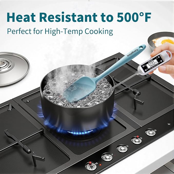 5-Piece Silicone Spatula Set–Food Grade Material, Withstands Extreme Heat Up to 600°F, Comfortable Ergonomic Grip for Safe and Easy Baking, Cooking, and Nonstick Pan Use, Dishwasher Safe