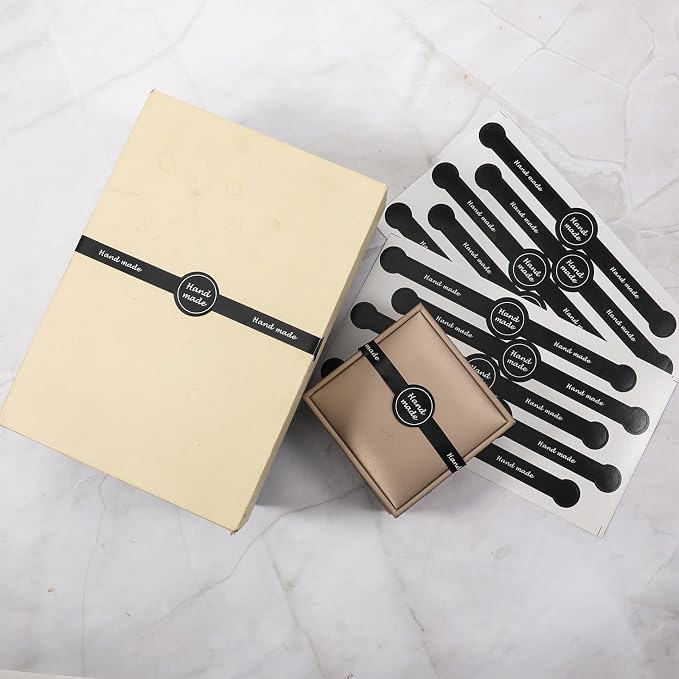 250 Pcs 50 Sheets Handmade Food Baking Seal Sticker Black Long Strip 7.1"x1" Seals Stickers for Bakery Tamper Evident Labels for Food Packaging Cake Boxes Jar