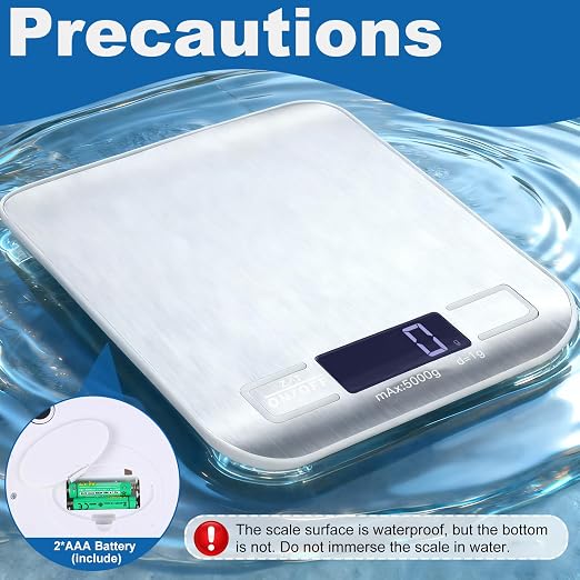 Food Scale, Digital Kitchen Scale with 1g Accuracy, 11lb/22lb Capacity & Backlit LCD, Stainless Steel Tare Scale for Baking, Cooking and Meal Prep, 5.5x7x0.6 Inches (Batteries Included)