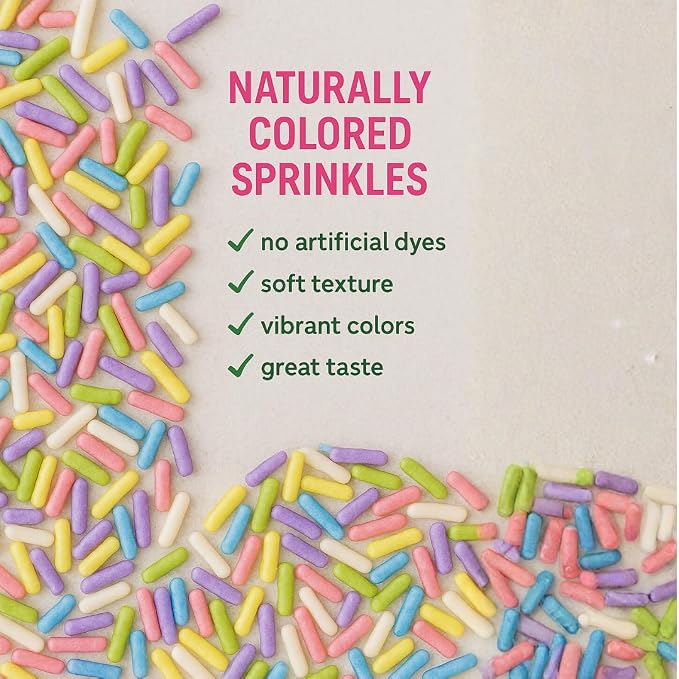 Pure Food By Estee Natural Soft Rainbow Color Sprinkles, 5oz (2 Pack) | Vegan | Dye Free Rainbow Jimmies for Baking | Natural Colors | Soy Free, Gluten Free, Dairy Free, Nut Free