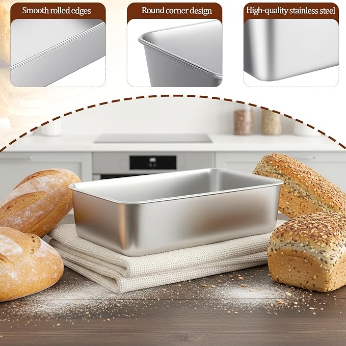 8pcs Bread Loaf Pans Set 8.5" × 5.7" Bread Pans Stainless Steel Loaf Toast Baking Pan Metal Bakeware Loafs Breads Pan for Baking Breads for Meatloaf Lasagna Cake Oven Dishwasher Safe