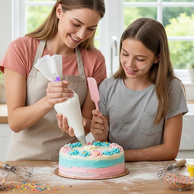 SULIKJHUI 60 Pcs Icing Bag Ties, Reusable Silicone Piping Bag Ties for Decorating, Flexible Non-Slip Pastry Bags Tie for Cupcakes, Cookies, Cakes, Easy Seal & Clean, Multi Color