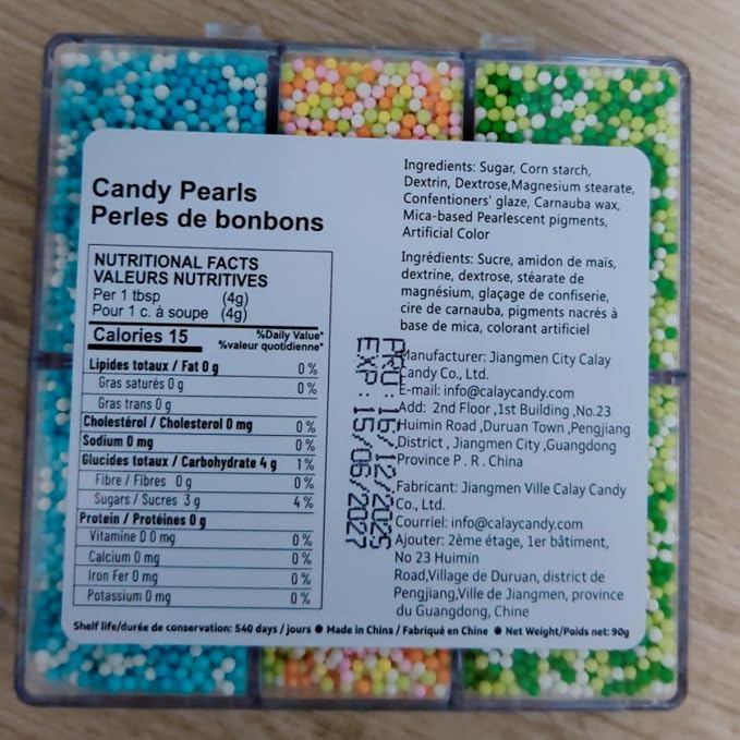 HeDeon&Rles 2mm Edible Colorful Pearls Sprinkles for Baking Caketopper Valentines St. Patrick's Day Easter Sprinkles Cake Decoration Birthday Wedding Caketopper