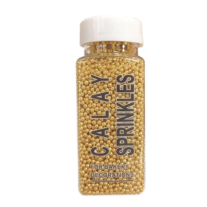 PhilaeEC Gold Nonpareils Sprinkle 2mm Mini Peals Sprinkle Edible for Cake Decoration Cupcake Topper Cookie Baking Decorations Halloween Christmas Valentine Supplies